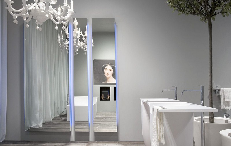 colonnes-rangement portes miroir salle de bain lumineux Antonio Lupi
