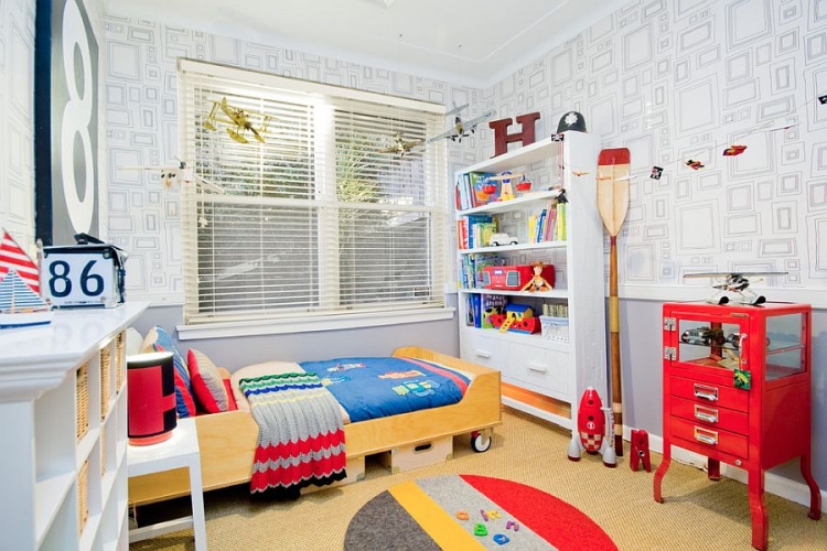 couleur-chambre-enfant--tapis-armoire-rangement-corail-papier-peint