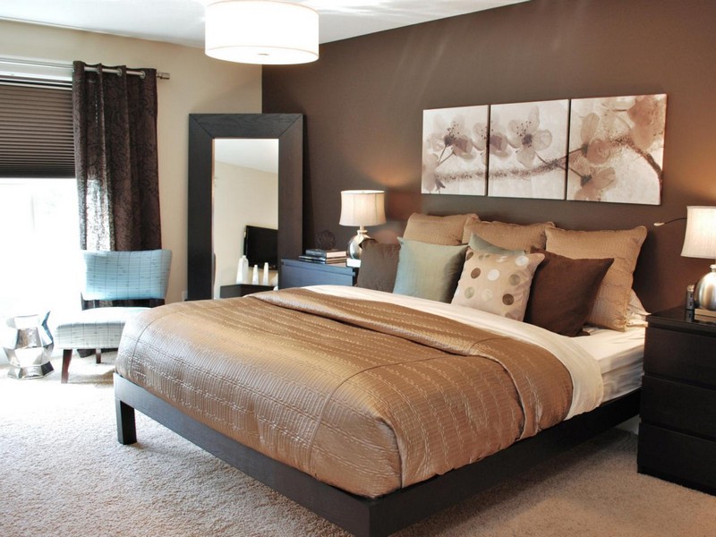 couleur de chambre –marron-clair-peinture-chambre-coucher-moderne