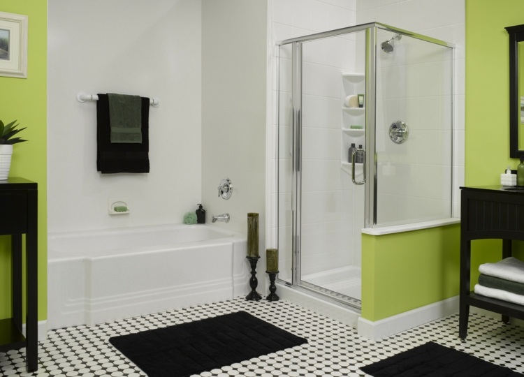 Couleur salle de bains – idées sur le carrelage et la peinture Carrelage noir et mur couleur
