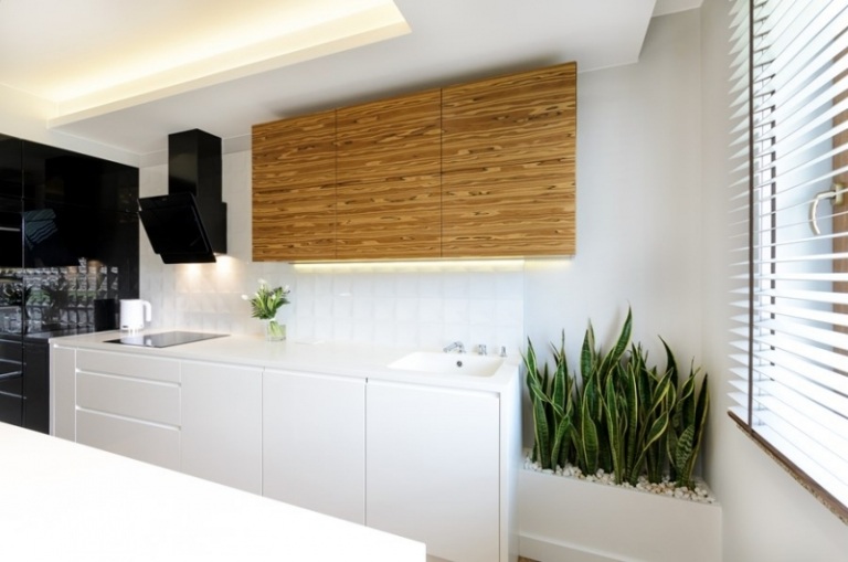 cuisine blanche minimaliste plan travail cuisine corian