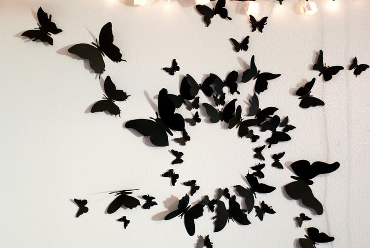 deco-chambre-ado-fille-papillons-noirs-papier-bricolage-gossip-girl