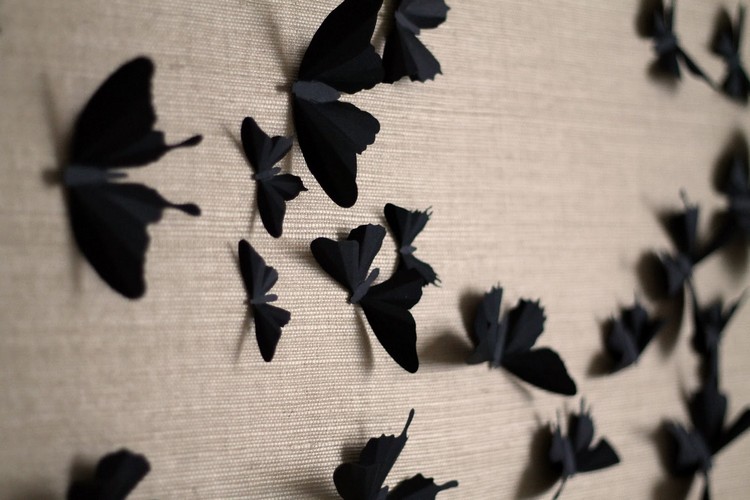 deco-chambre-ado-fille-papillons-noirs-papier-noir