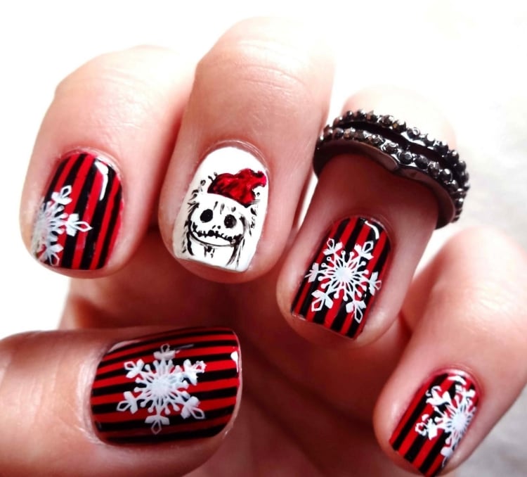 deco-ongles-noel-nouvel-an-flocons-neige-rayures