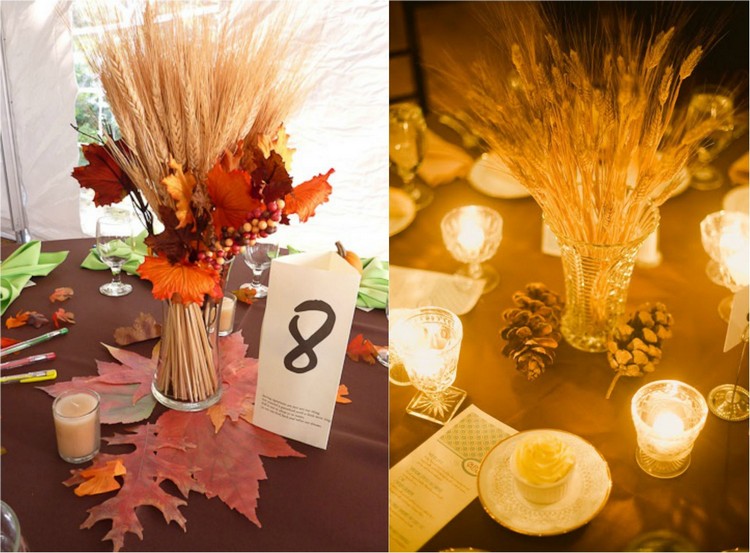 decoration-automne-epis-ble-deco-table-centre-table-epis-ble-feuilles-automne-bougies décoration automne