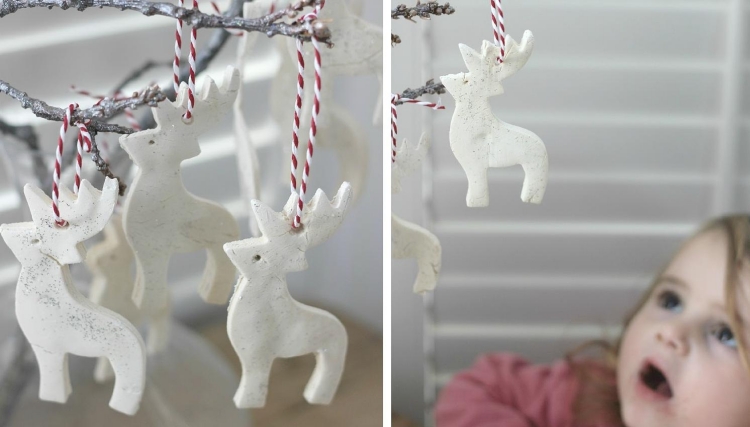 decoration-sapin-Noel-pate-sel-ornements-cerfs-blancs-suspendre