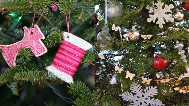 decoration-sapin-Noel-pate-sel-ornemets-bobine-papillons-guirlandes