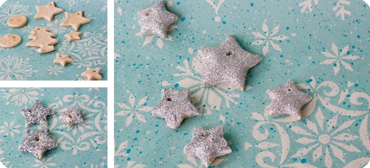decoration-sapin-Noel-pate-sel-étoiles-pailletées-pâte-sel décoration sapin de Noël
