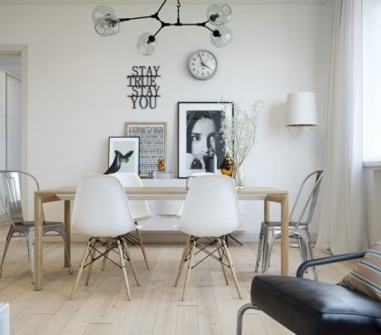 design-scandinave salle manger chaises Eames chaises métalliques