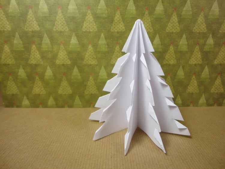 décoration Noël fabriquer sapin papier 3D pliage découpage