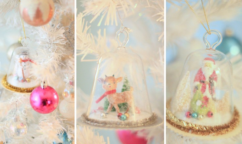 décoration Noël sapin boules neige miniatures faites maison