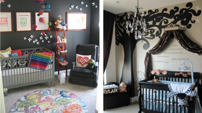 décoration-chambre bébé couleurs foncées accents