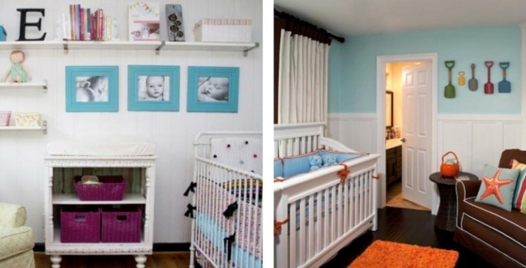 décoration-chambre bébé garçon bleu pastel blanc