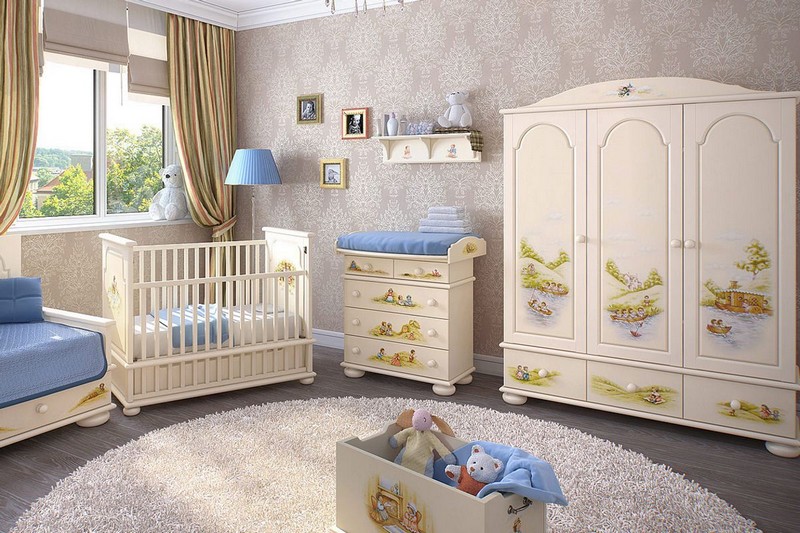 décoration-chambre-bébé-papier-peint-arabesques-penderie