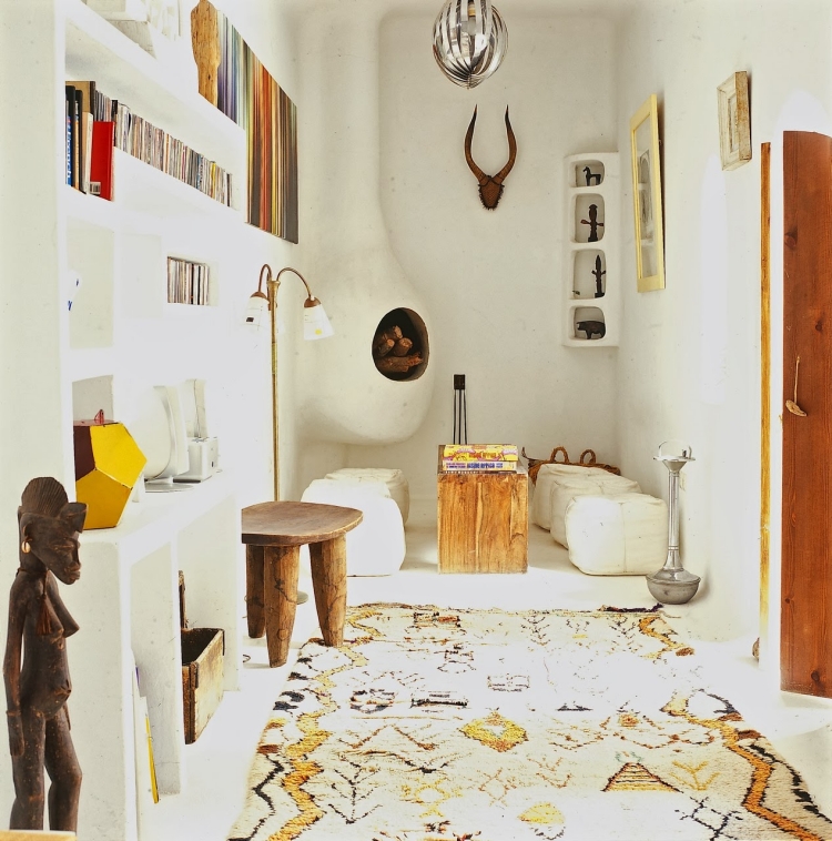 décoration ethnique éclectique salon meubles bois massif tapis
