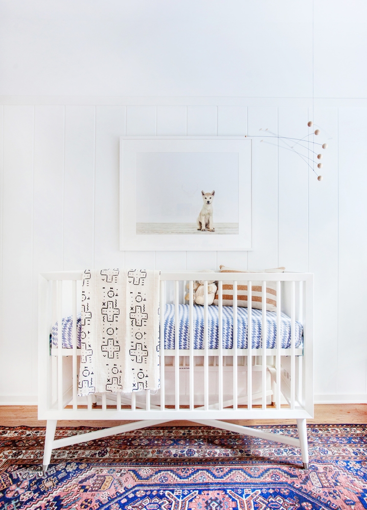 décoration-orientale moderne chambre bébé kilim- bleu