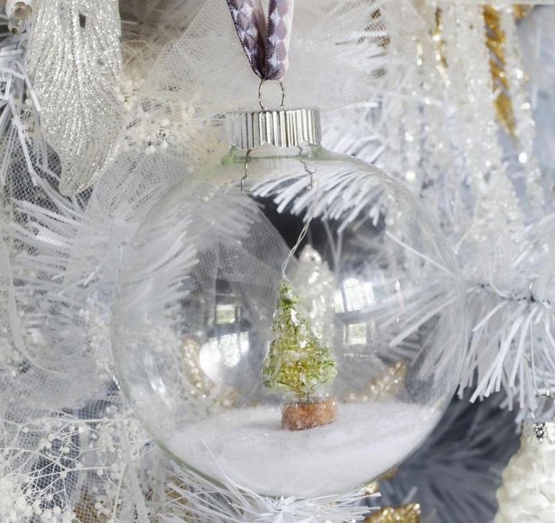 décoration sapin Noël boule neige verre faite maison