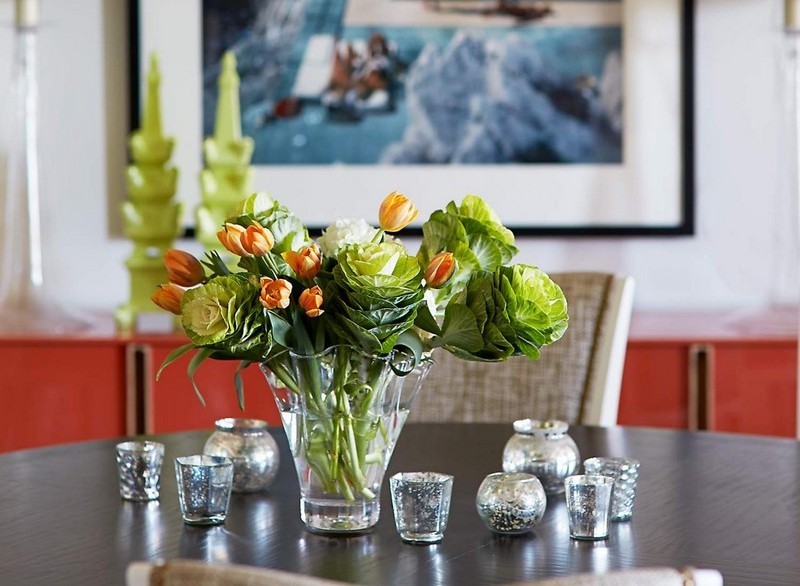 décoration-table-automne-arrangement-chou-ornement-tulipes-hortensia