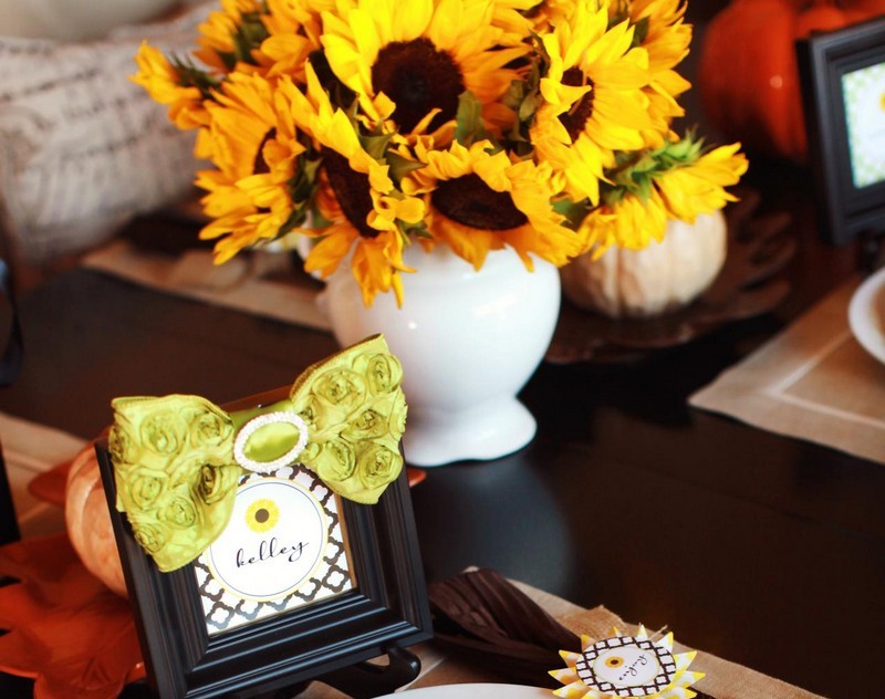 décoration-table-automne-bouquet-fleurs-tournesol