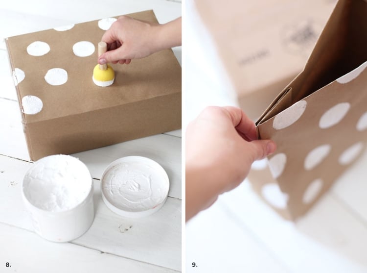 emballage-cadeau-original-sac-emballage-diy-papier-brun-pois-blancs emballage cadeau original