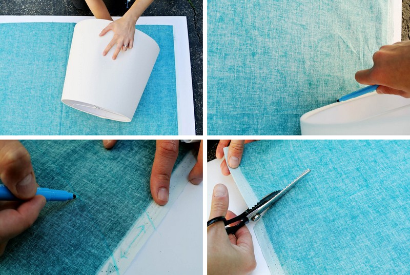 fabriquer-lampe-table-abat-jour-coudre-tissu-bleu