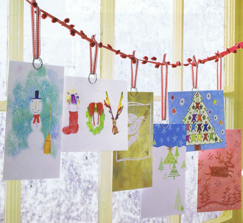 guirlande cartes vœux Noël faites maison aquarelle