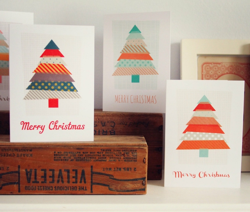idées de cartes de vœux Noël faites maison ruban adhésif Washi-Tape