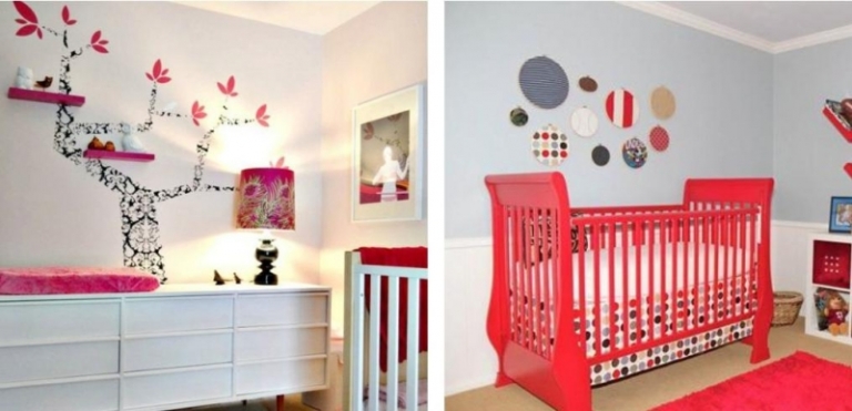 idées décoration murale créative chambre bébé fille blanc rose