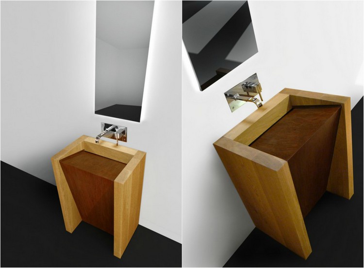 lavabo design bois massif-acier-corten Tuesta Furniture