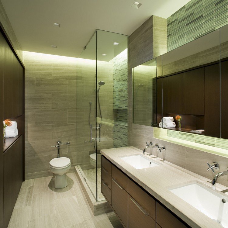luminaire salle de bains douche-italienne-toilettes-miroir-plan-vasque-sous-lavabo