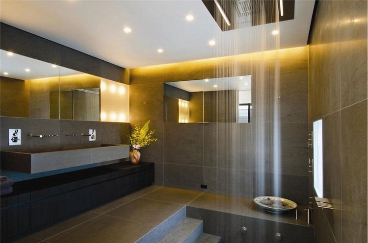 luminaire salle de bains spots-encastres-plafond-douche-armoire-rangement
