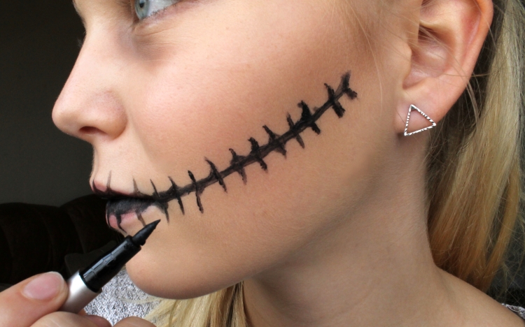 maquillage-Halloween-feutre-noir-fer-barbele