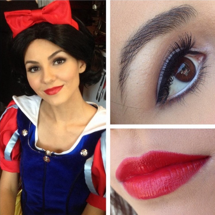 maquillage-Halloween-princesse-Disney-Blanche-Neige-eye-liner-mascara-rouge-lèvres-rouge maquillage Halloween