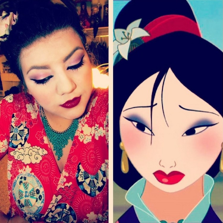 maquillage-Halloween-princesse-Disney-Mulan-eye-liner-mascara-fard-paupières-rose