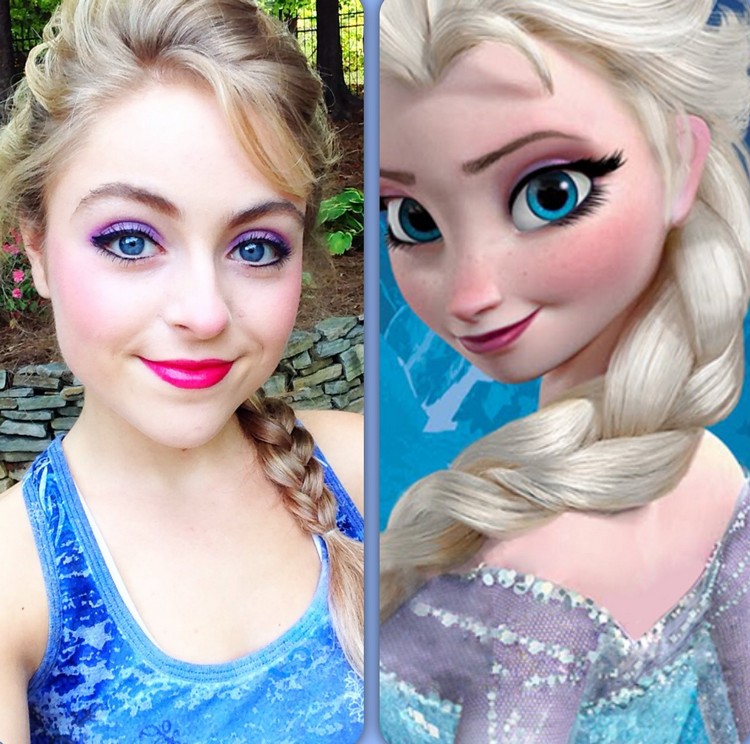 maquillage-Halloween-princesse-Elsa-Disney-film-Reine-Neiges-coiffure-tresse