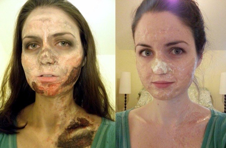 maquillage Halloween avec une peau artificielle maquillage-Halloween-zombie-gelatine-peau