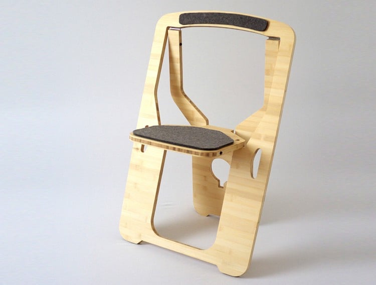 meuble-bambou design Monstran- chaise pliante bois naturel