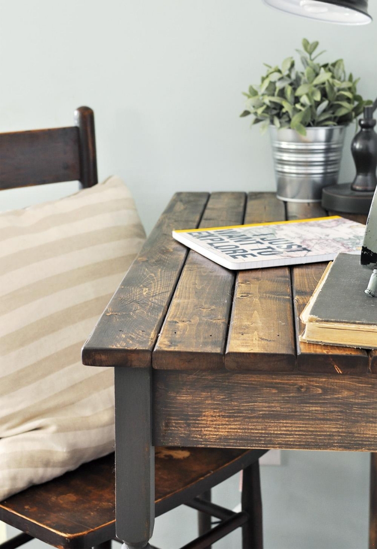 meuble-bureau bois cérusé -style vintage-peinture effet vielli