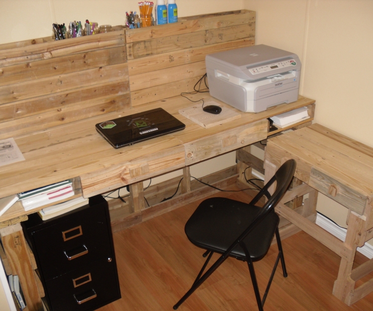 meuble-bureau-fait maison bois récupération palettes Euro