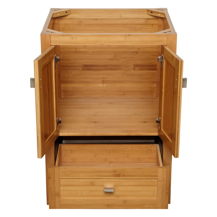 meuble salle de bain bambou 2 portes tiroir rangement