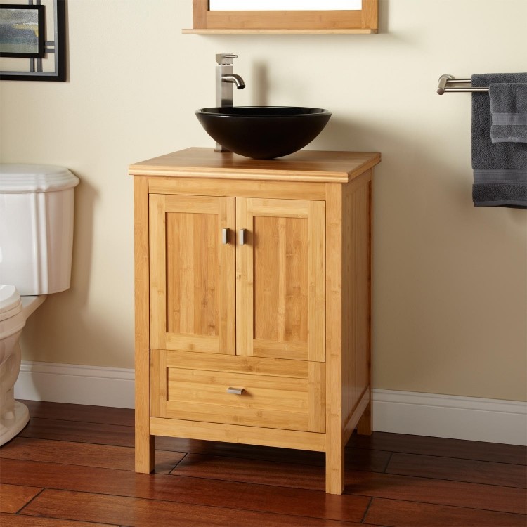 Meuble salle de bain bambou et accessoires en 50 idées Meuble salle de bain double vasque a poser