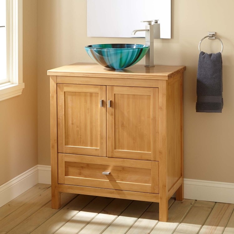 Meuble salle de bain bambou et accessoires en 50 idées Meuble salle de bain double vasque a poser