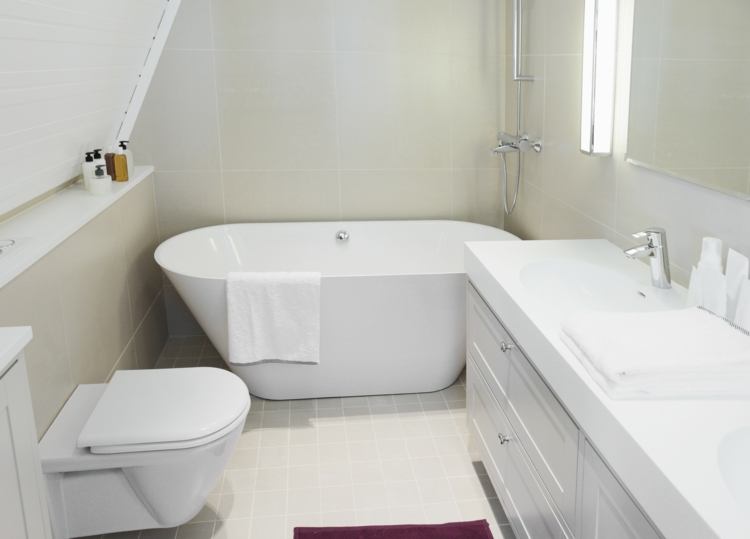 meuble vasque-salle-bain blanc wc suspendu baignoire-îlot