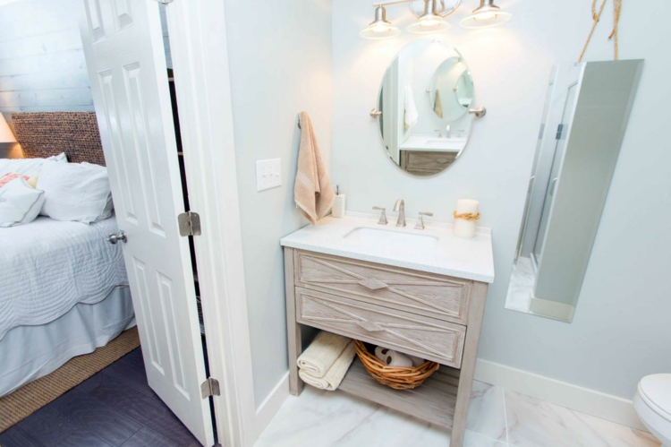 meuble vasque-salle-bain petit espace miroir ovale