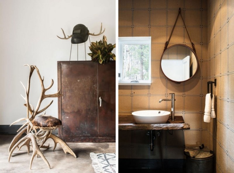 Meubles industriels en bois, métal et cuir un chalet ski design Dessin chalet inspiration