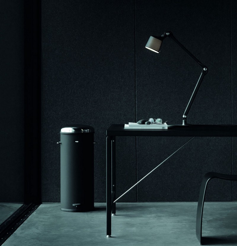 meubles industriels noirs lampe architecte bras articulé