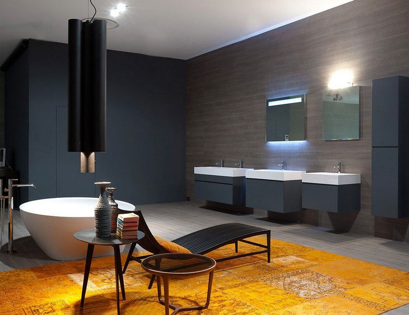 miroir-salle-bain-lumineux design meubles suspendus gris anthracite mat