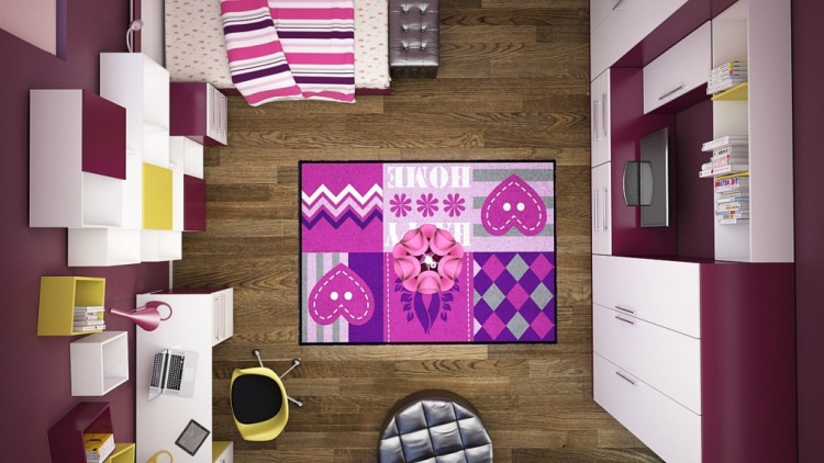 mobilier-chambre-fille-meuble-rangement-modulaire-coin-bureau-tapis-patchwork-moderne