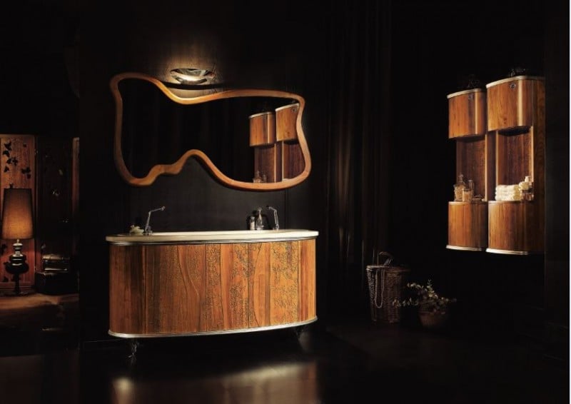 mobilier-salle-bains-design-meuble-sous-vasque-double-bois-miroir-asymétrique-meubles-colonne