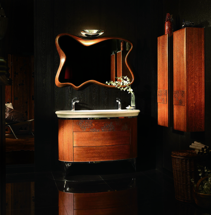 mobilier-salle-bains-design-meuble-vasque-bois-tiroirs-double-vasque-miroir-colonnes-noyer